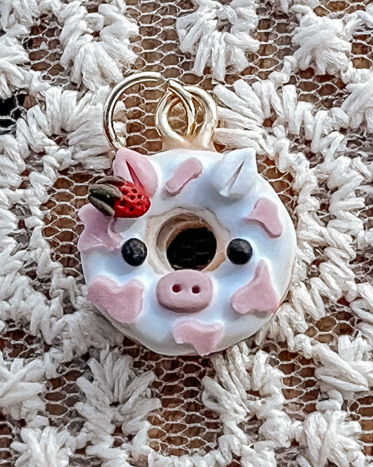 Strawberry Cow Donut Charm