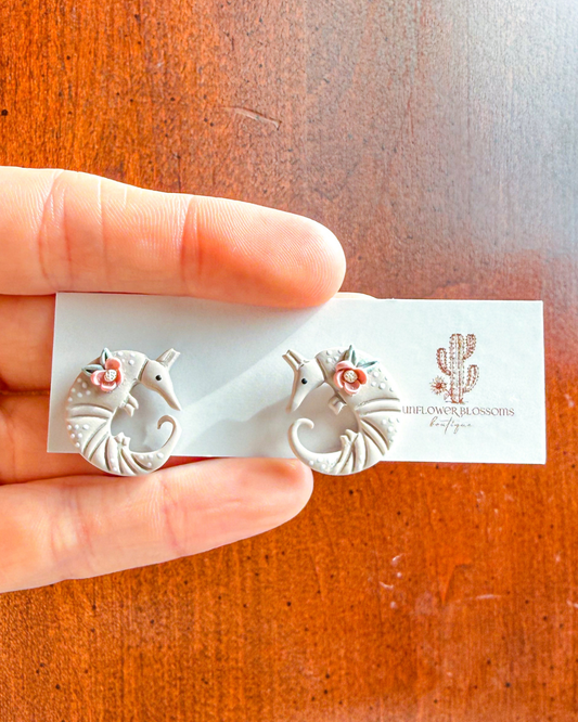 Armadillo Floral Stud Earrings