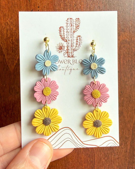 colorful wildflower dangle earrings