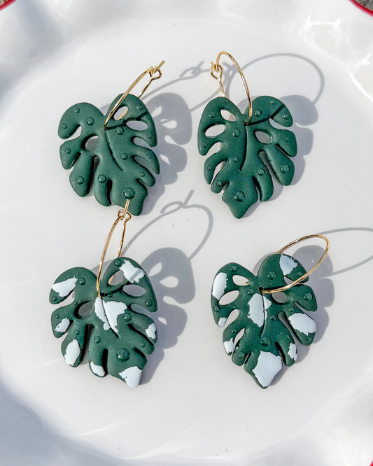 Monstera Hoop Earrings
