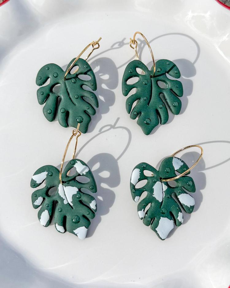 Monstera Hoop Earrings