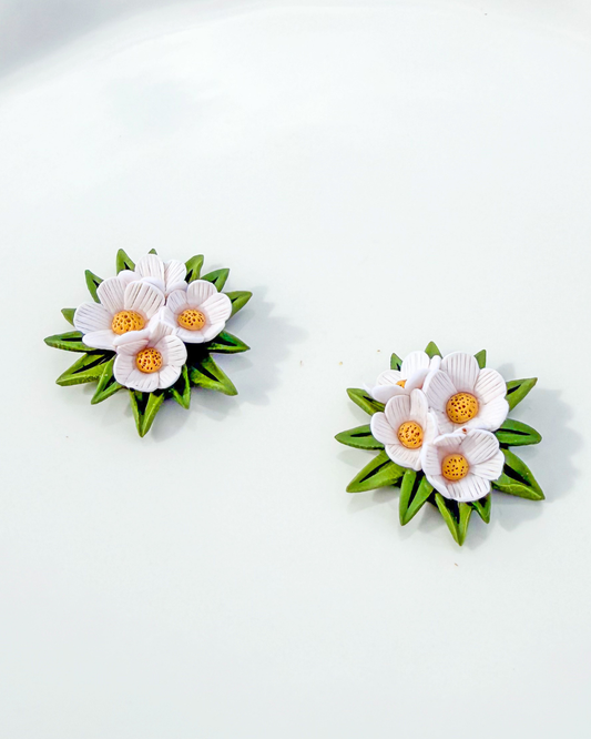 White Wildflower Stud Earrings