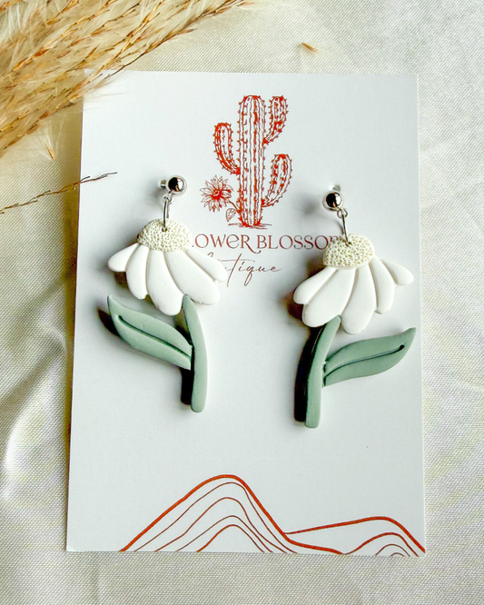 Daisy clay dangle earrings