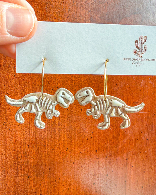 Dinosaur Skeleton Fossil Dangle Earrings