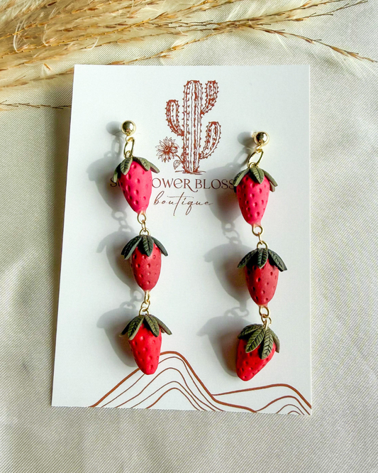 Strawberry tier dangle earrings