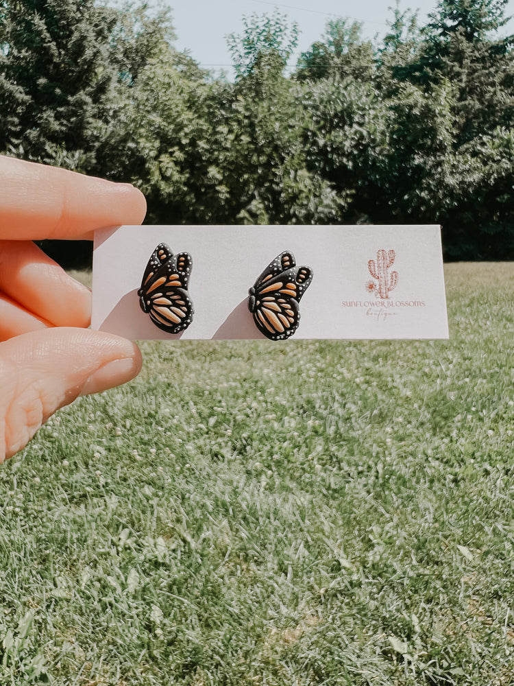 Monarch Butterfly Stud Earrings