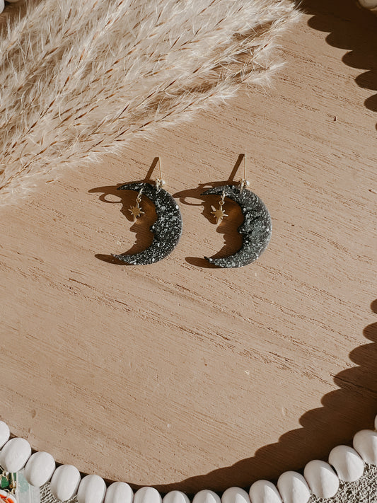 Black Dream Moon Dangles