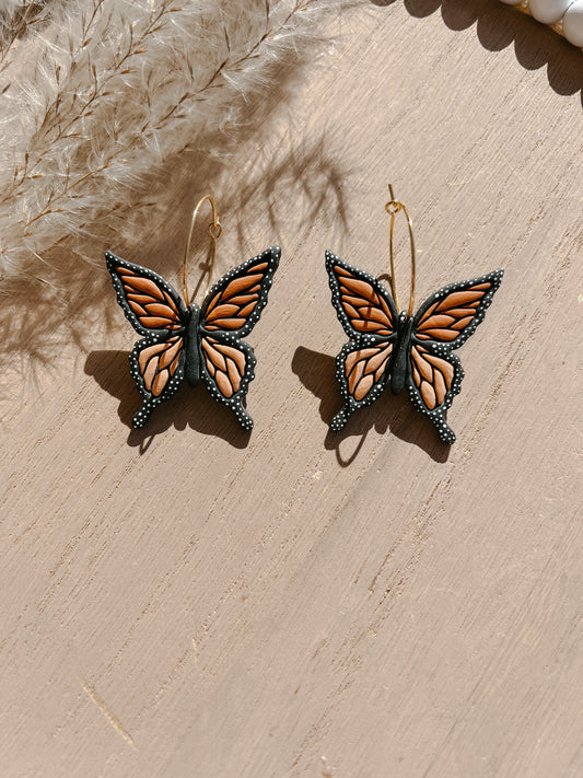 Monarch Butterfly Hoop Earrings